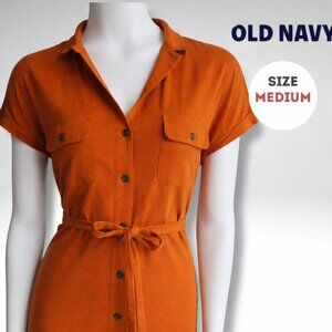 Old Navy Rust Button-Front Shirt Dress – Size Medium